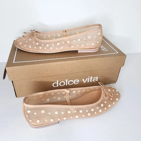 Dolce Vita Cadel Pearl Embelished Women's Ballet Flats In Blush Size 10
